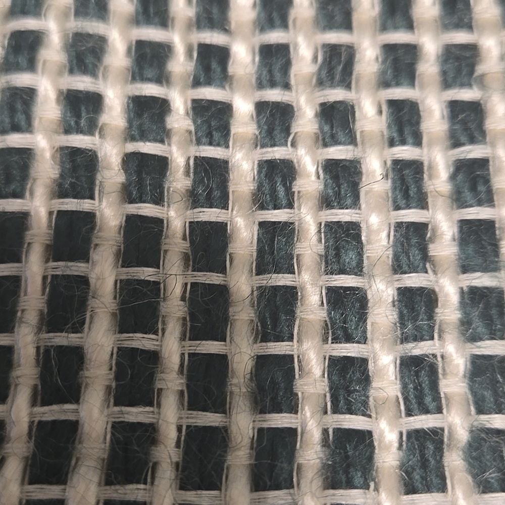 CB2 Linen Blend Pillow Cover with Green Grid Weave 18x18 New